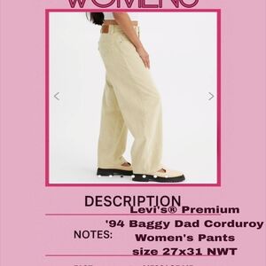 Levi's Cream Corduroy Women's Pants